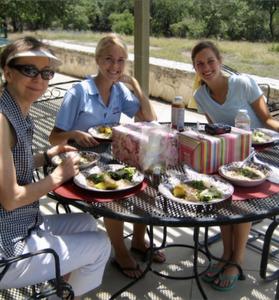 Branch Basics founders eating lunch in Texas hill country